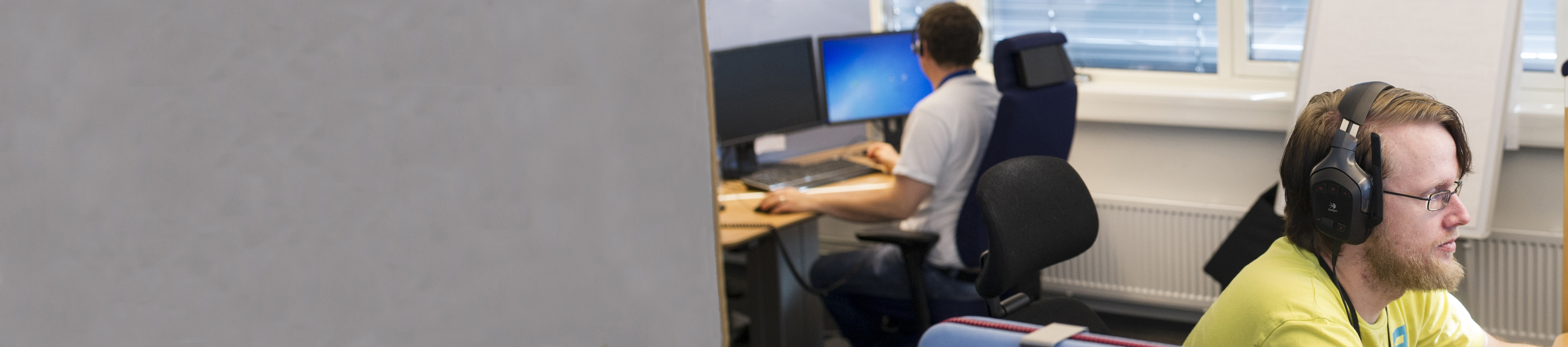 A person wearing headphones